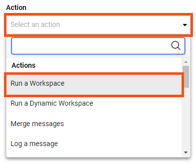 Run a Workspace action